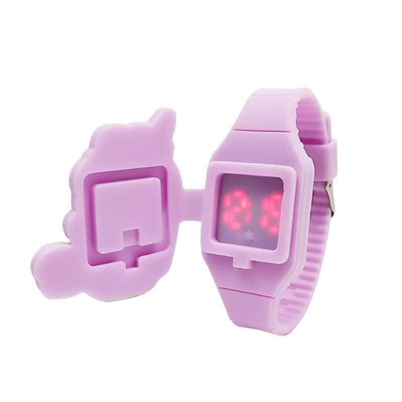 Unicorn LED Kids Watch – 3D Flip-Top, Silicone Band