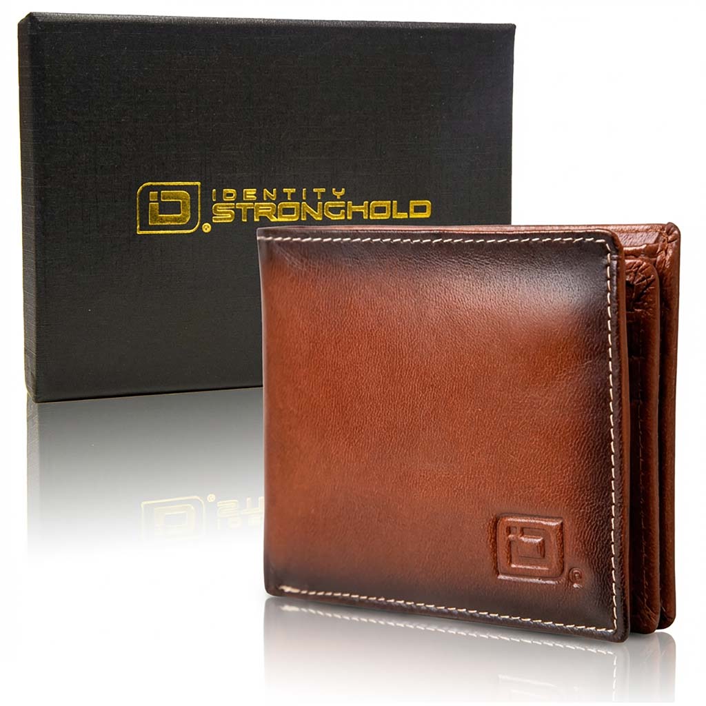 Men's RFID Bifold Wallet – 10 Slots, ID Window