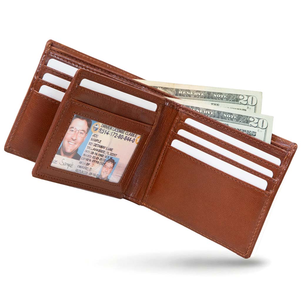 Men's RFID Bifold Wallet – 10 Slots, ID Window