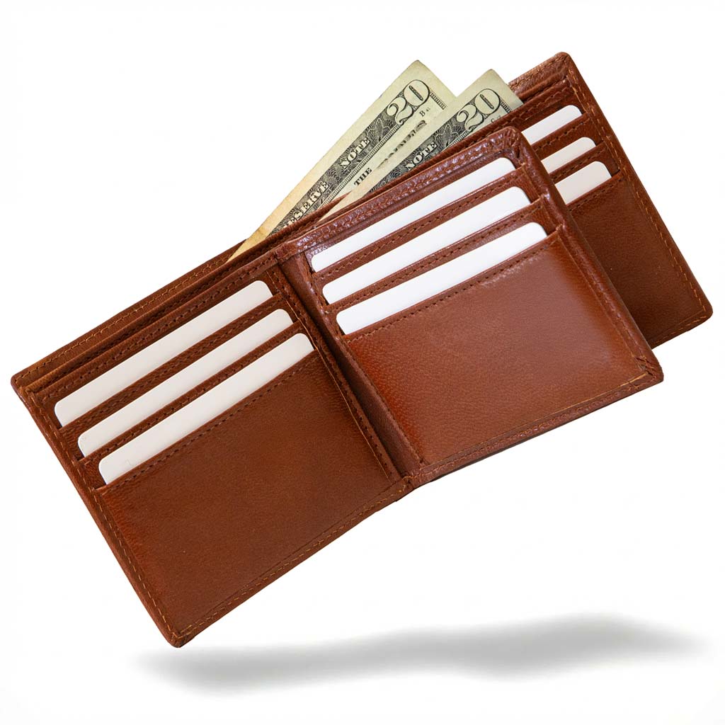 Men's RFID Bifold Wallet – 10 Slots, ID Window