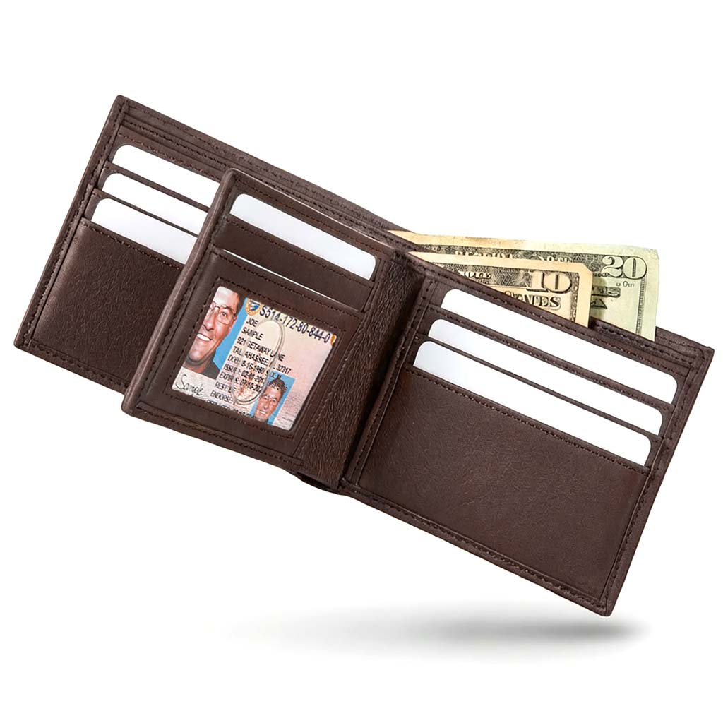 Men's RFID Bifold Wallet – 10 Slots, ID Window