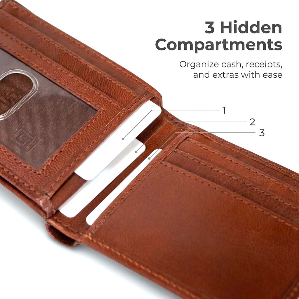 Men's RFID Bifold Wallet – 10 Slots, ID Window