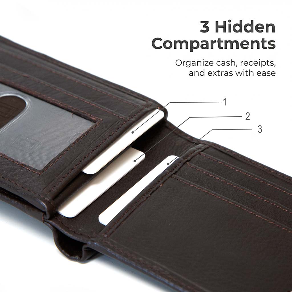 Men's RFID Bifold Wallet – 10 Slots, ID Window
