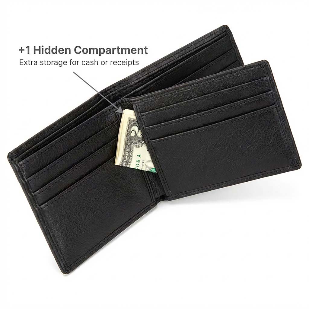 Men's RFID Bifold Wallet – 10 Slots, ID Window