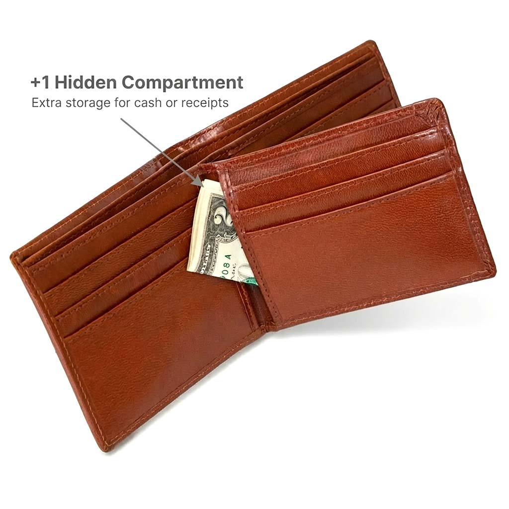 Men's RFID Bifold Wallet – 10 Slots, ID Window