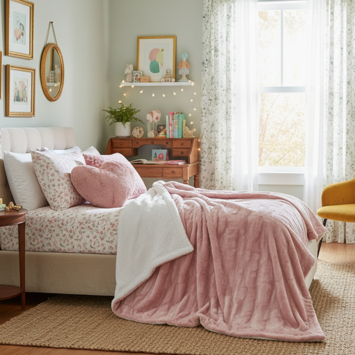 Faux Fur Throw Blanket – Dusty Rose Pink