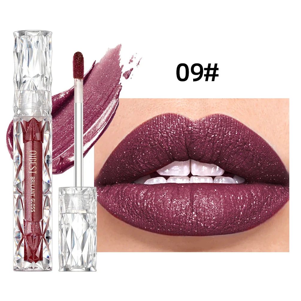 QIBEST Diamond Shimmer Lip Gloss – Waterproof, Long-Lasting