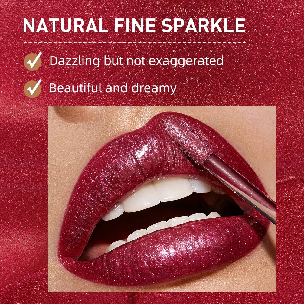 QIBEST Diamond Shimmer Lip Gloss – Waterproof, Long-Lasting
