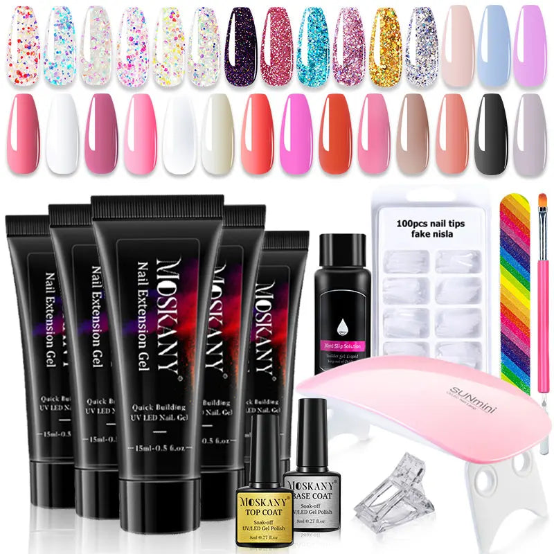 Poly Gel Nail Kit – with 6W LED Lamp, Beginner Set