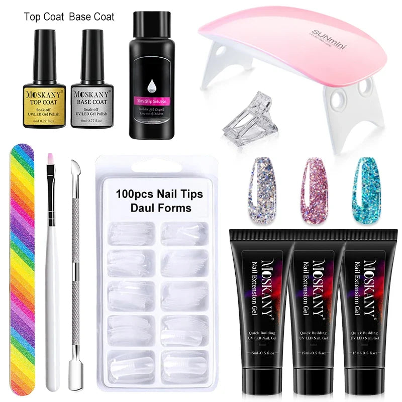 Poly Gel Nail Kit – with 6W LED Lamp, Beginner Set