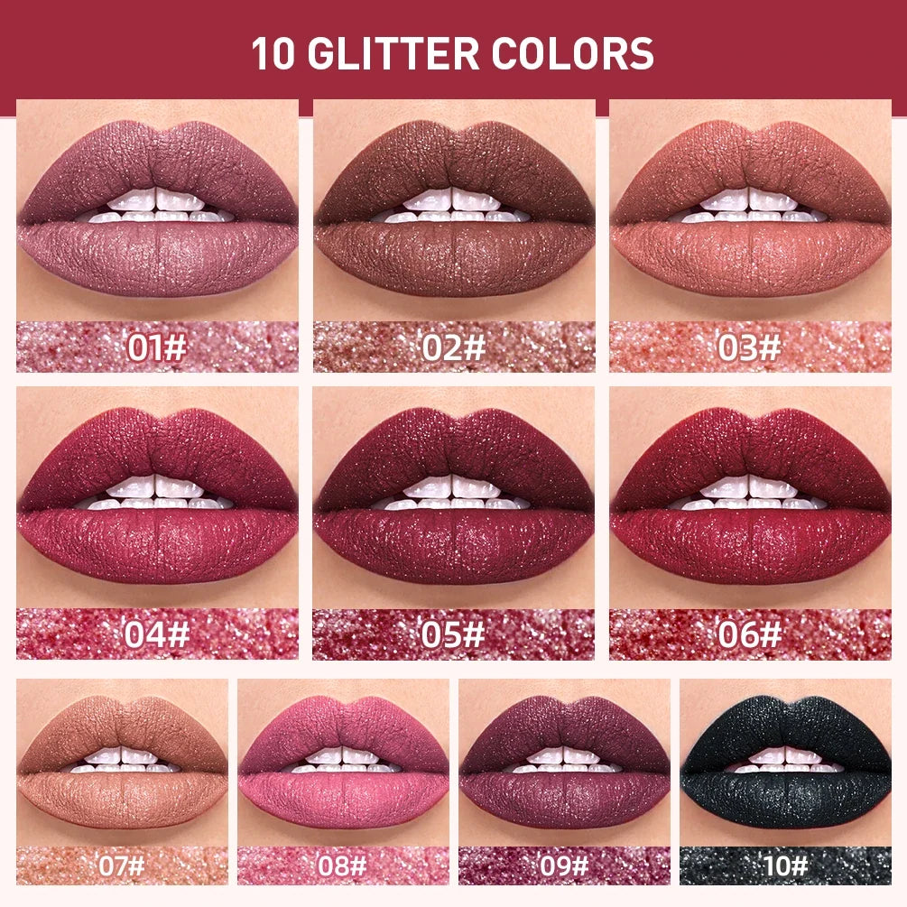 QIBEST Diamond Shimmer Lip Gloss – Waterproof, Long-Lasting