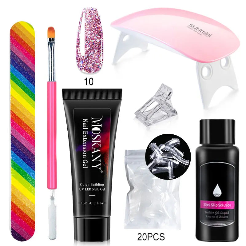 Poly Gel Nail Kit – with 6W LED Lamp, Beginner Set