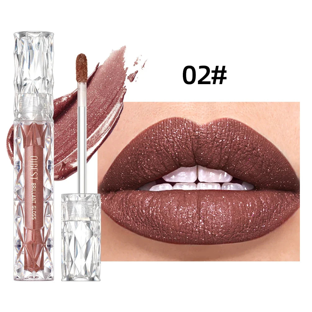QIBEST Diamond Shimmer Lip Gloss – Waterproof, Long-Lasting