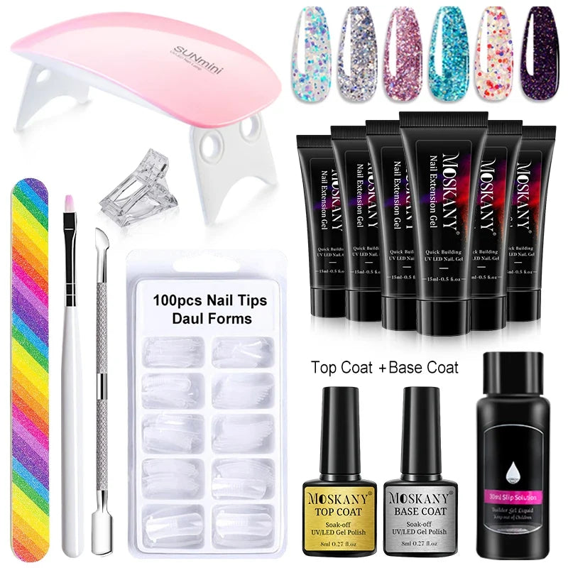 Poly Gel Nail Kit – with 6W LED Lamp, Beginner Set