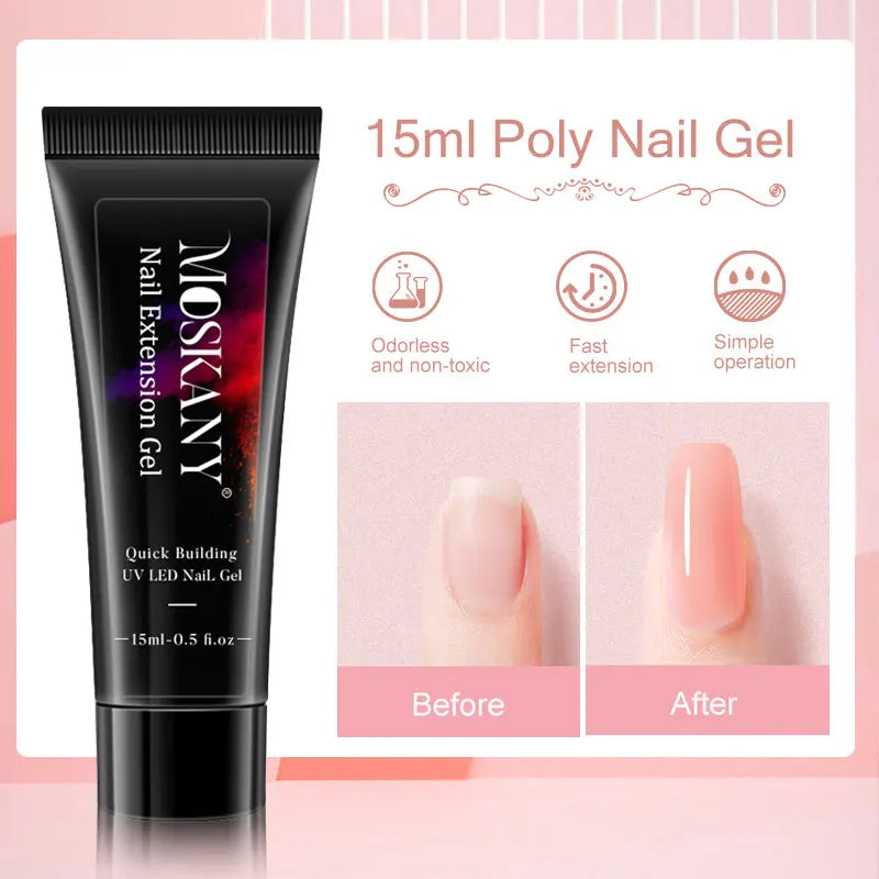 Poly Gel Nail Kit – with 6W LED Lamp, Beginner Set