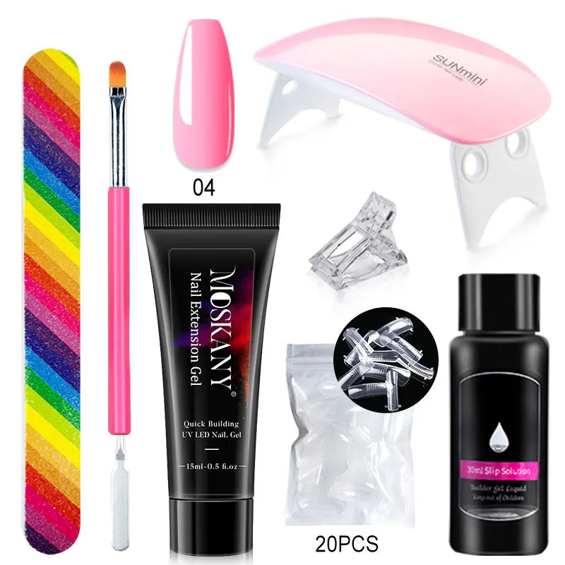 Poly Gel Nail Kit – with 6W LED Lamp, Beginner Set