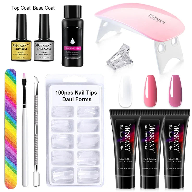 Poly Gel Nail Kit – with 6W LED Lamp, Beginner Set