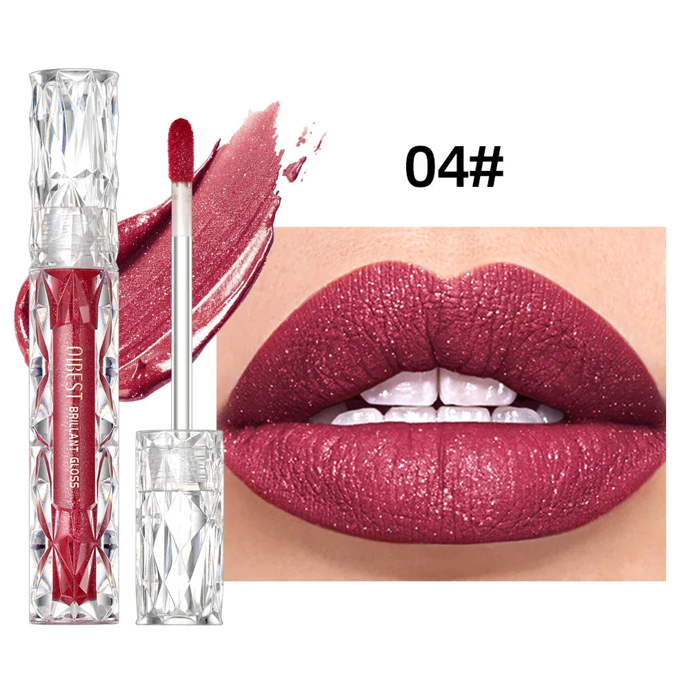 QIBEST Diamond Shimmer Lip Gloss – Waterproof, Long-Lasting