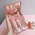 Mini Travel Makeup Brush Set – 5 Pieces, with Case & Mirror