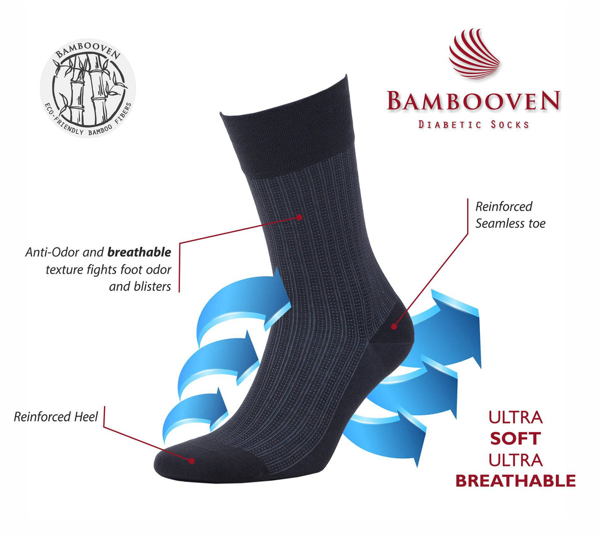 Men's Bamboo Dress Socks Gift Box – 8-Pack, Black, Charcoal & Taupe