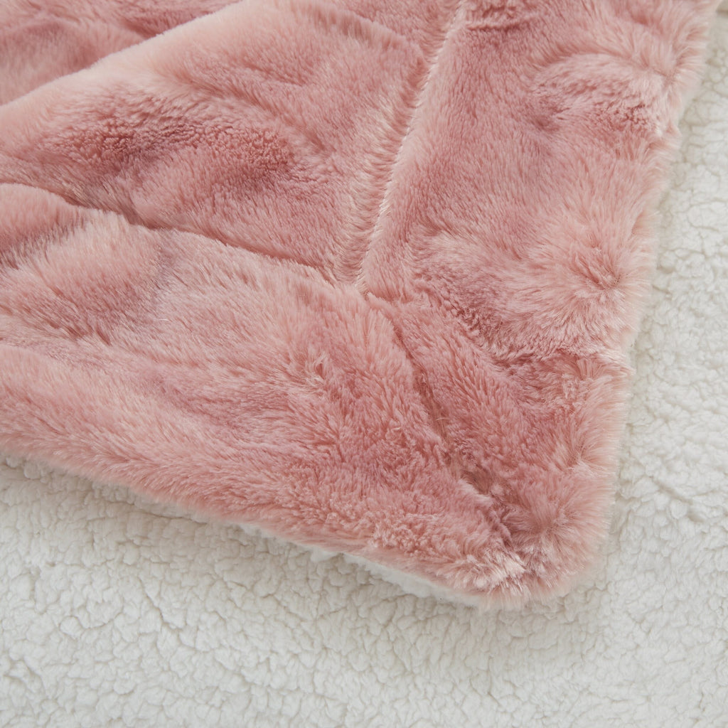 Faux Fur Throw Blanket – Dusty Rose Pink