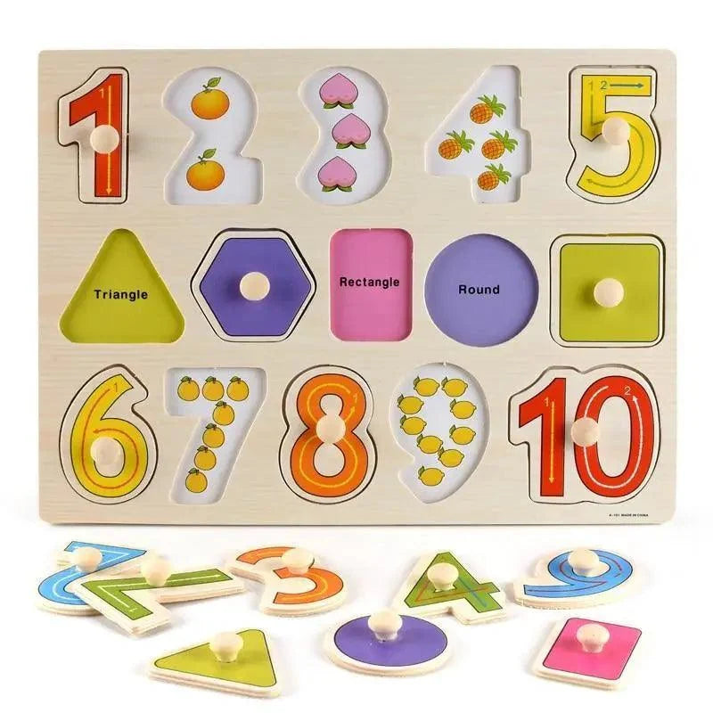 Montessori Wooden Geometry Puzzle – Shape & Color Learning Toy