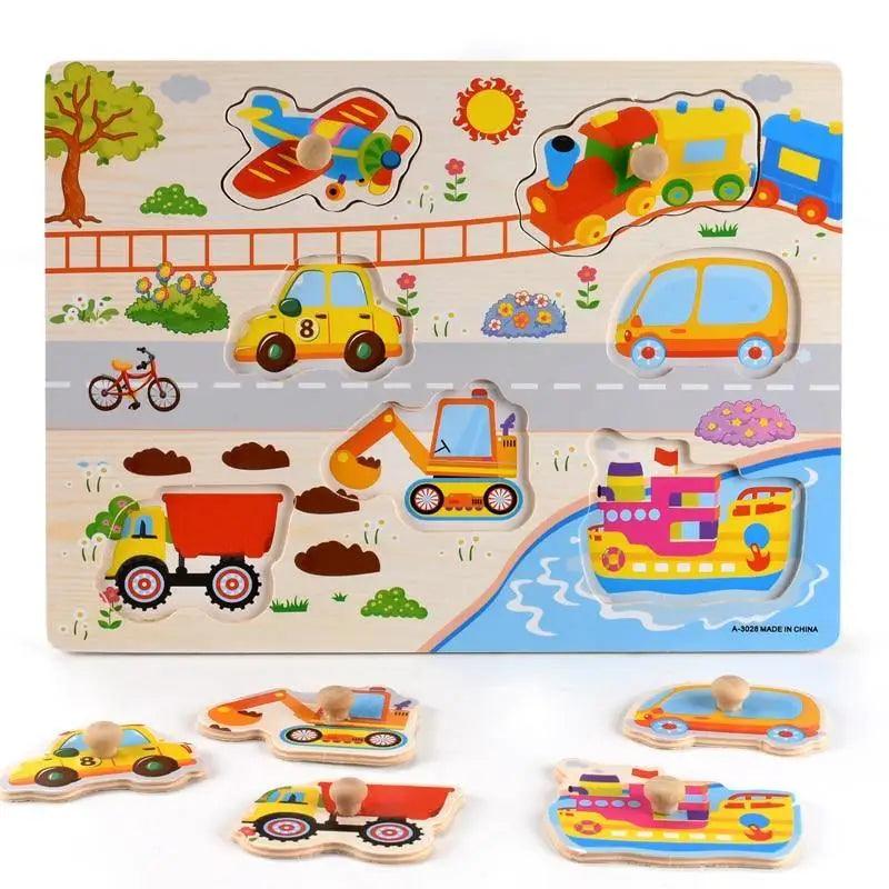 Montessori Wooden Geometry Puzzle – Shape & Color Learning Toy