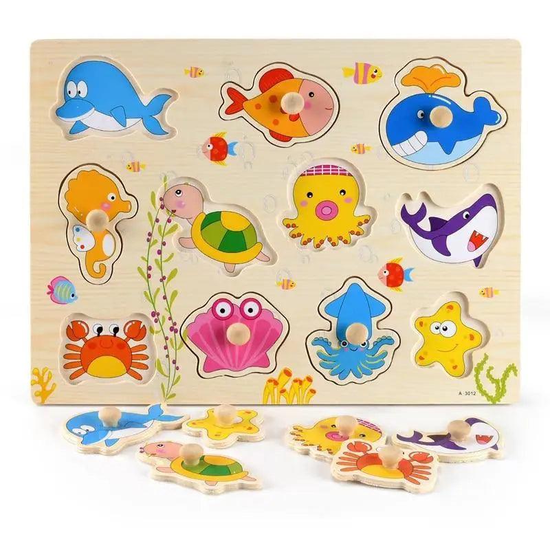 Montessori Wooden Geometry Puzzle – Shape & Color Learning Toy