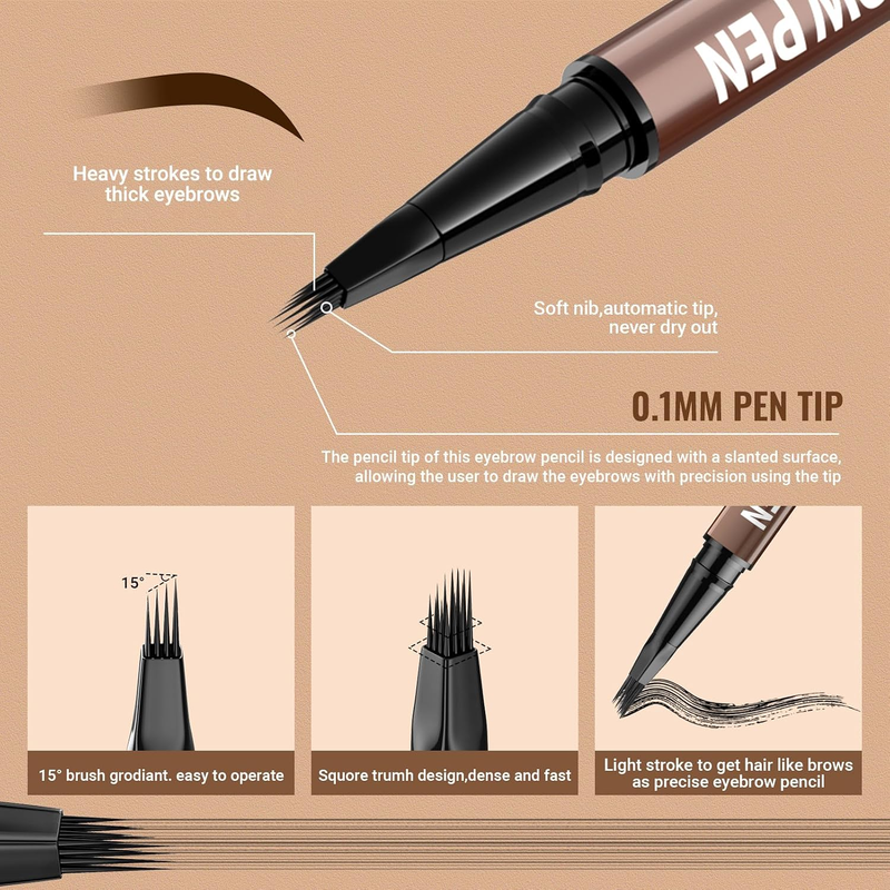 Eyebrow Pen - Eyebrow Pencil,2-In-1 Eyeliner Dual-Ended Brush-Tip Microblading 4