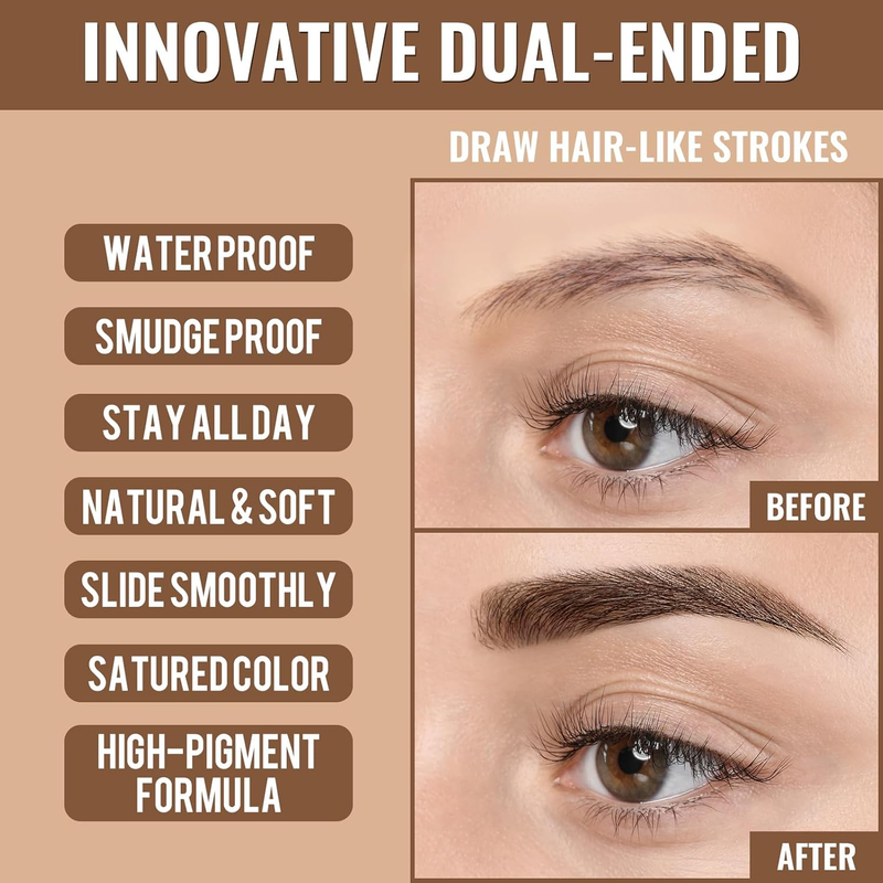 Eyebrow Pen - Eyebrow Pencil,2-In-1 Eyeliner Dual-Ended Brush-Tip Microblading 4