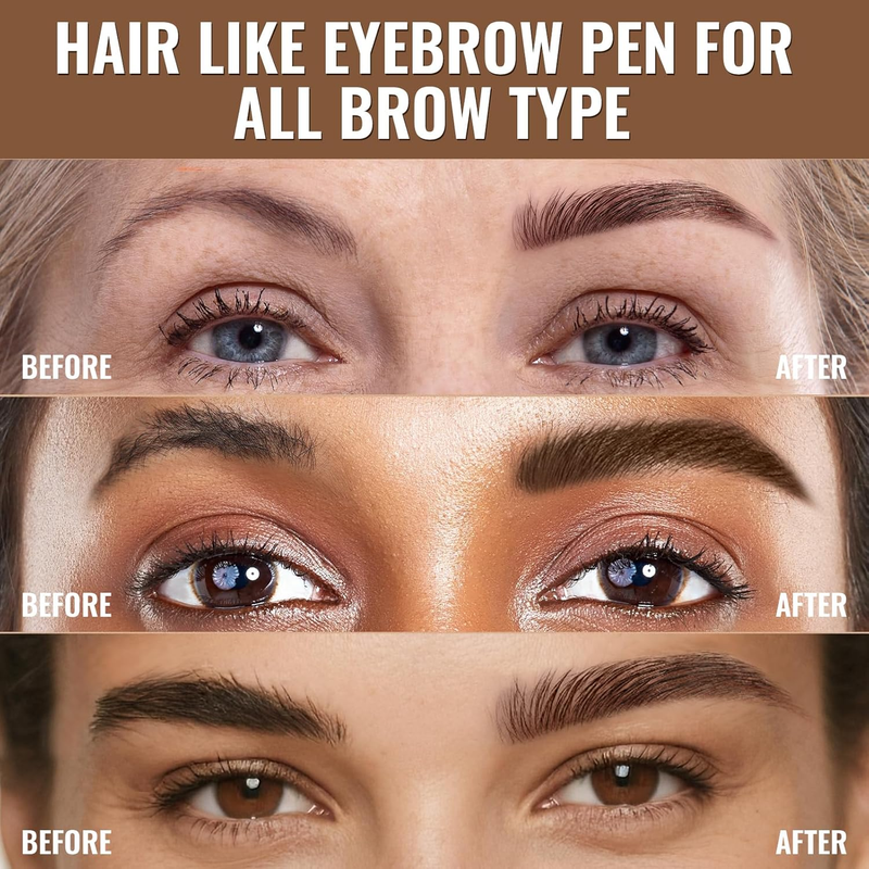 Eyebrow Pen - Eyebrow Pencil,2-In-1 Eyeliner Dual-Ended Brush-Tip Microblading 4