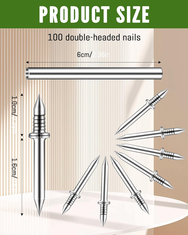 DGCMKJ 100PCS Double Headed Skirting Nails, Skirting Thread Seamless Nail, Non M