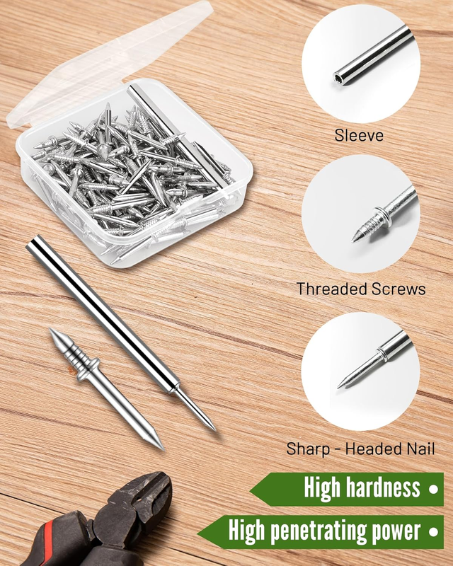 DGCMKJ 100PCS Double Headed Skirting Nails, Skirting Thread Seamless Nail, Non M