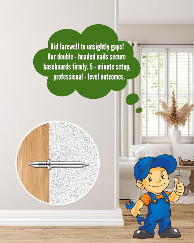 DGCMKJ 100PCS Double Headed Skirting Nails, Skirting Thread Seamless Nail, Non M