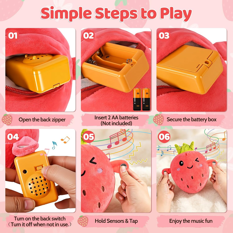 Interactive Music Plush Toy Set, Musical Sensory Toys, Strawberry