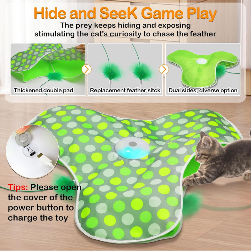 Interactive Hide-and-Seek Cat Toy – Motion-Activated Feather Spinner