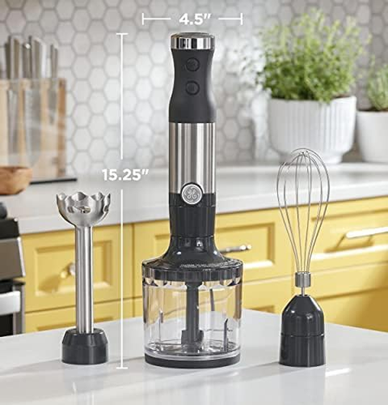 GE 500W Immersion Hand Blender with Attachments – Stainless Steel