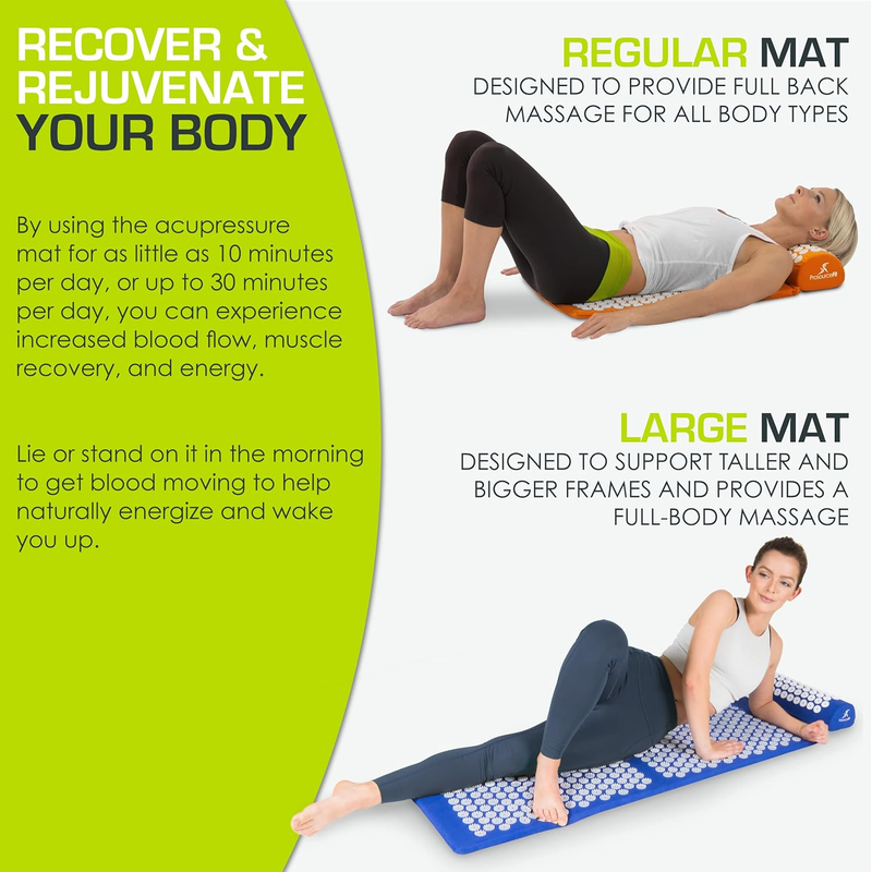 fit Acupressure Mat and Pillow Set for Back/Neck Pain Relief and Muscle Relaxati