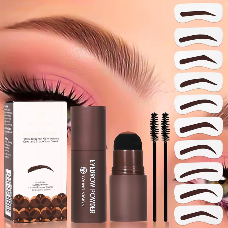 Eyebrow Stamp Kit with 10 Eyebrow Stencils and 2 Brushes, 03
