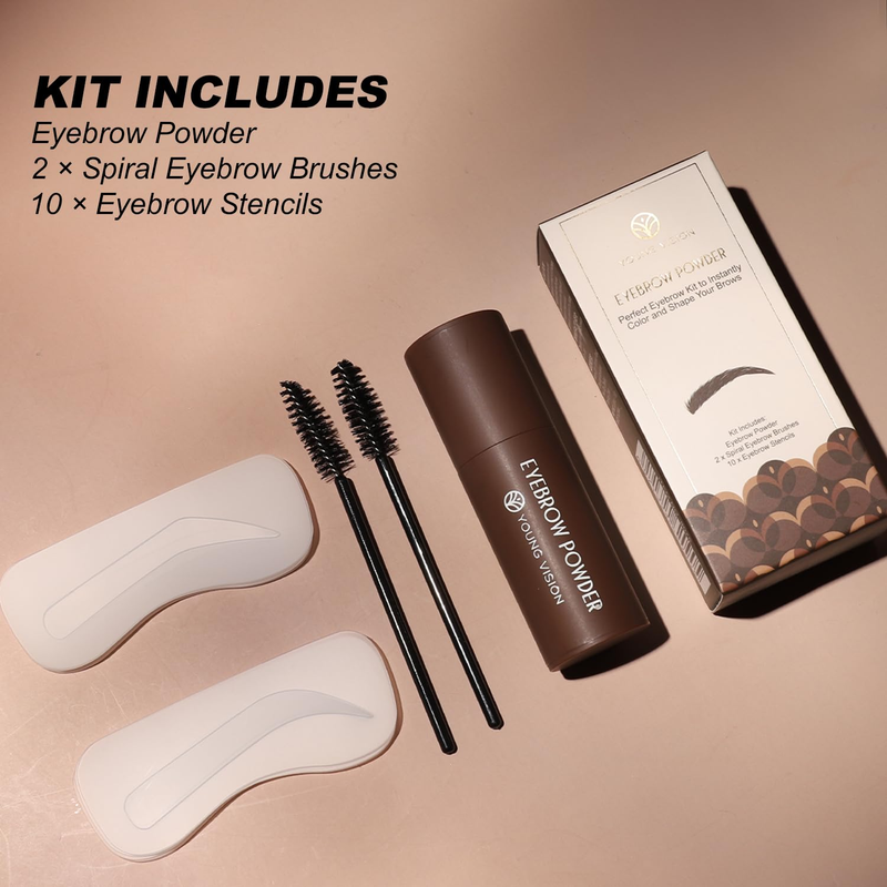 Eyebrow Stamp Kit with 10 Eyebrow Stencils and 2 Brushes, 03