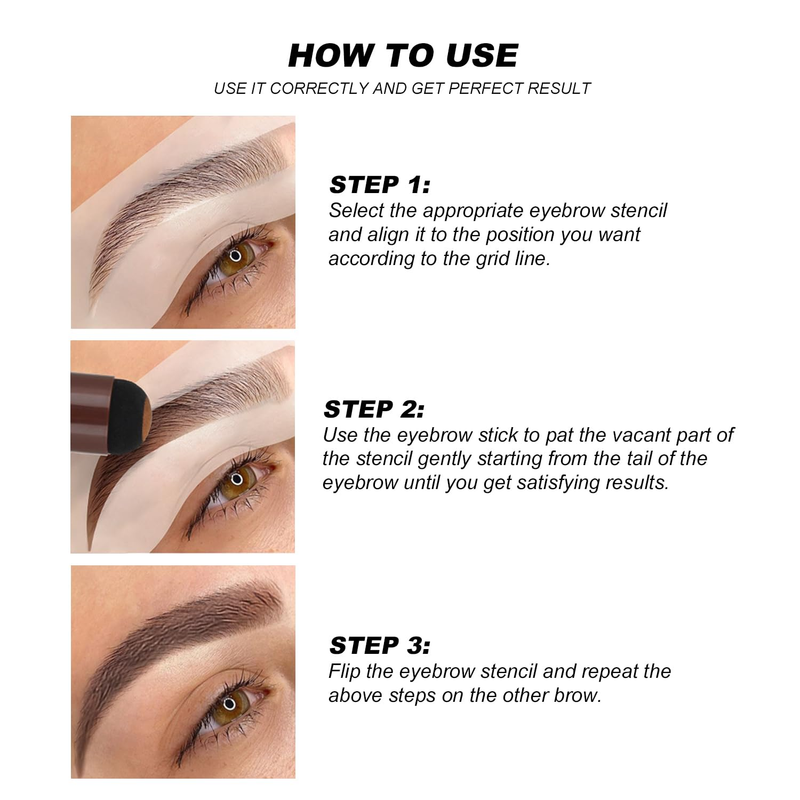 Eyebrow Stamp Kit with 10 Eyebrow Stencils and 2 Brushes, 03
