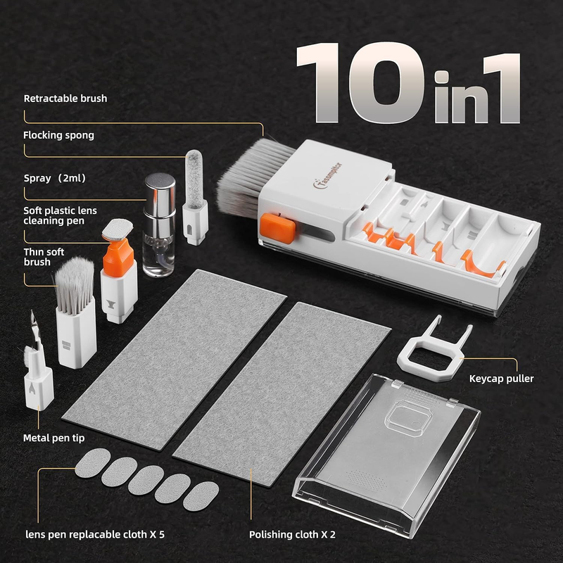10-in-1 Keyboard & Screen Cleaning Kit for Laptops, Phones & Earbuds