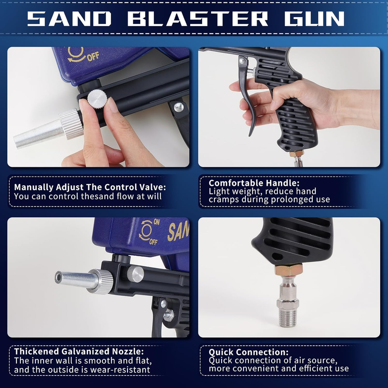 Gravity-Feed Sandblaster Gun for Air Compressors – 70–150 PSI