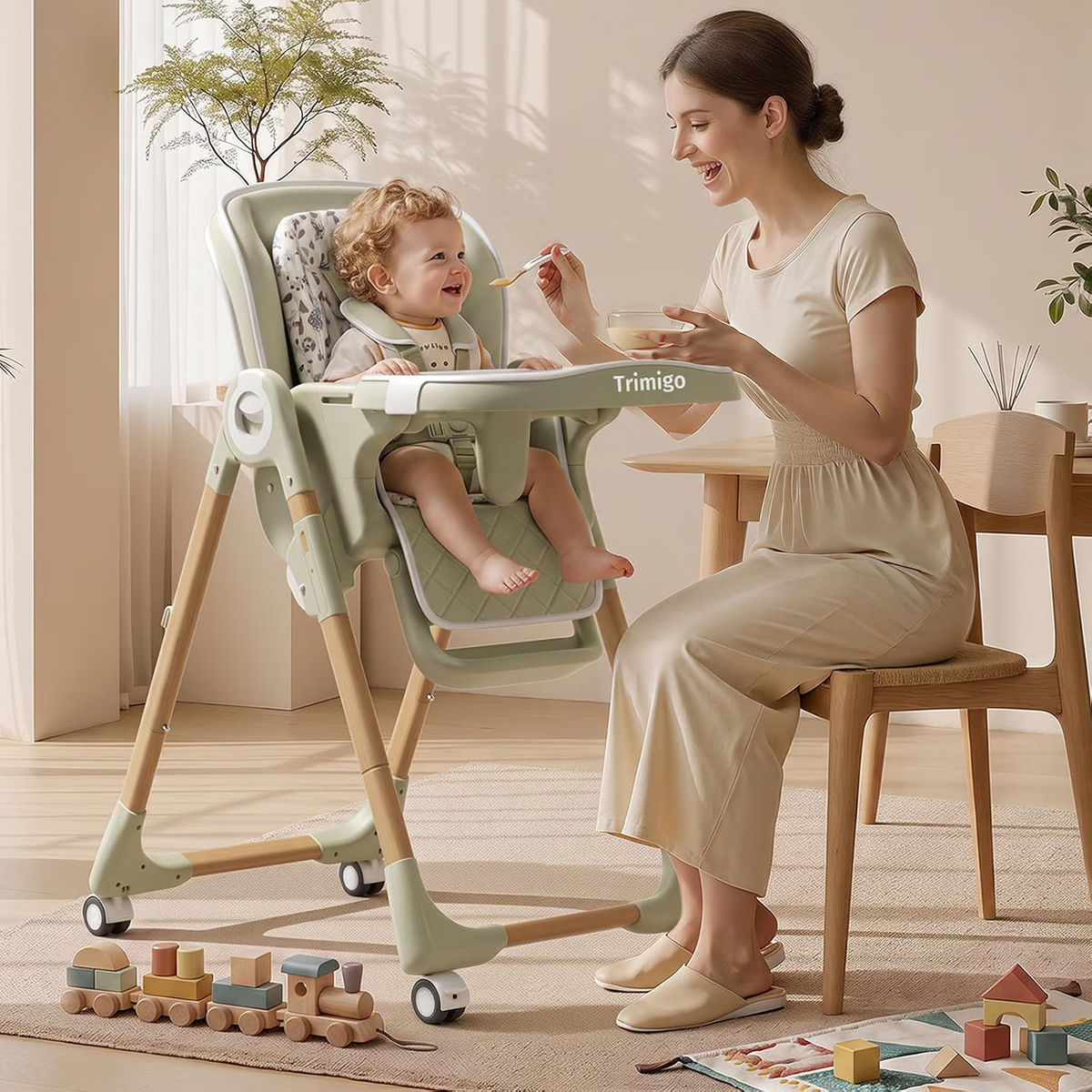 Trimigo Baby High Chair 0-3 Toddler - Sage Green