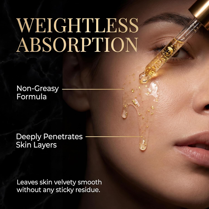 24K Gold Serum for Face, 2-Pack Anti-Aging Moisturizer with Vitamins, Collagen B