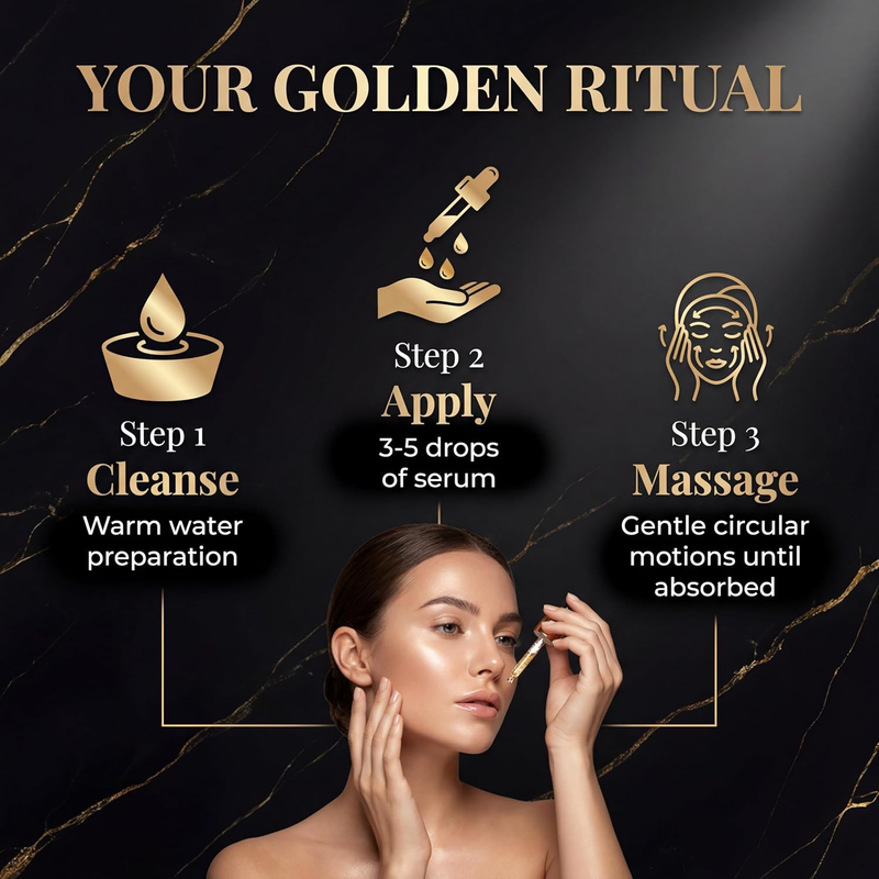 24K Gold Serum for Face, 2-Pack Anti-Aging Moisturizer with Vitamins, Collagen B