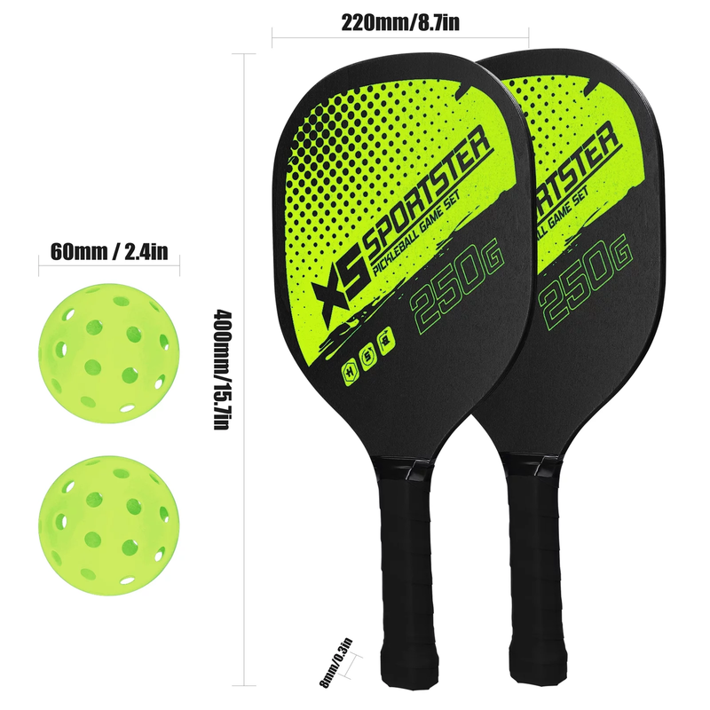 Pickleball Paddle Set – 2 Paddles, 4 Balls & Carry Bag