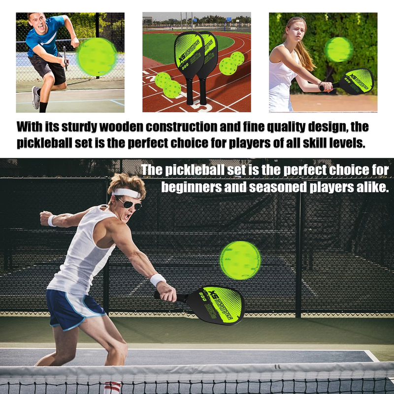 Pickleball Paddle Set – 2 Paddles, 4 Balls & Carry Bag