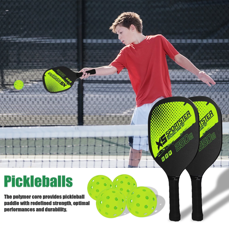 Pickleball Paddle Set – 2 Paddles, 4 Balls & Carry Bag