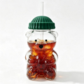 Cute Bear Glass Cup with Lid & Straw – 20 oz
